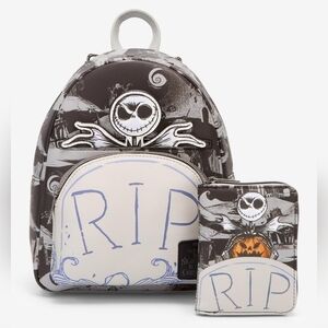 Loungefly The Nightmare Before Christmas Jack RIP Mini Backpack Bundle